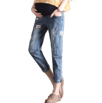 Stylish adjustable maternity jeans